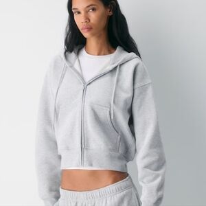 Aritzia Cozy Sweatfleece Boyfriend Fit Boxy Zip Hoodie Crop 2XS XXS